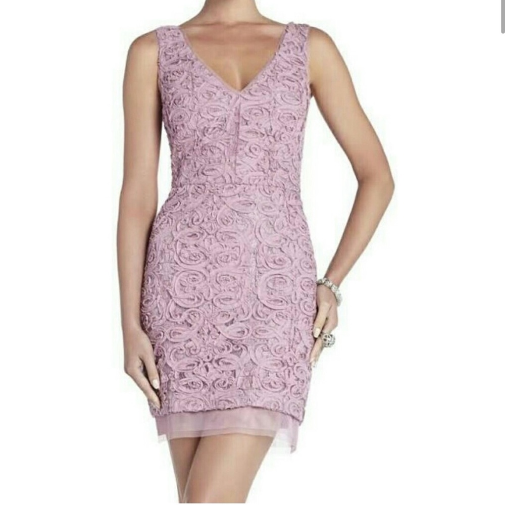 BCBGMaxAzria Dusty Rose Lace Mini Dress